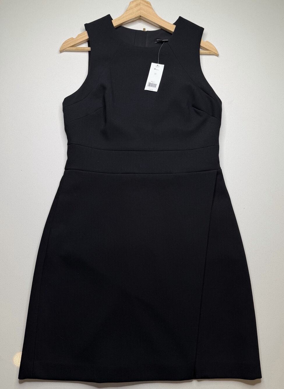 New Banana Republic Black Faux Wrap Dress Size 10 Black Zipper Sleeveless Sheath